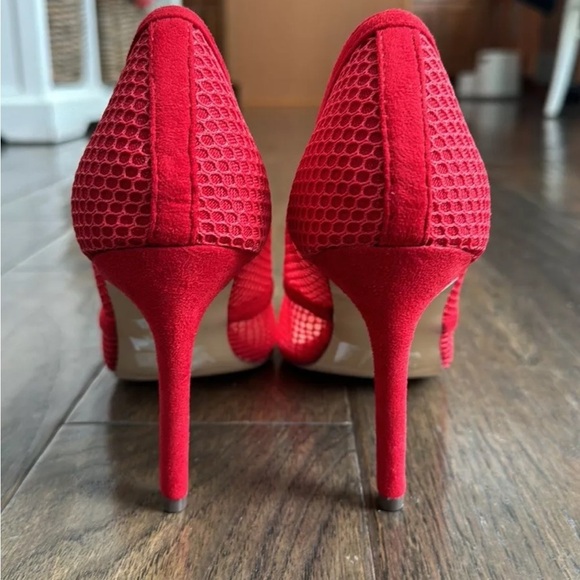 Rampage Shoes High Heels Pump Mesh Suede Pointed Toe Beige Slip On Size 10 - Picture 5 of 8